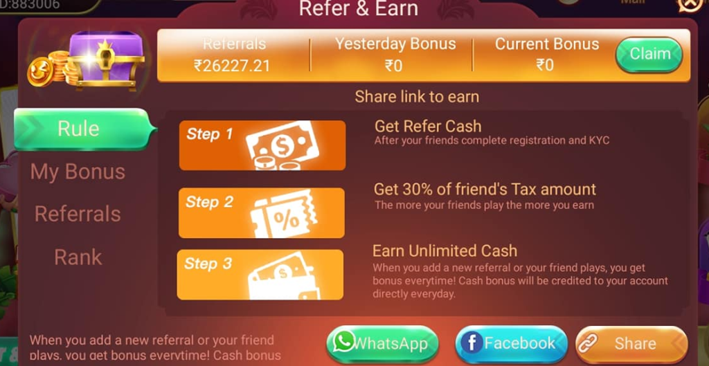 How To Refer And Earn In Rummy Mordern app