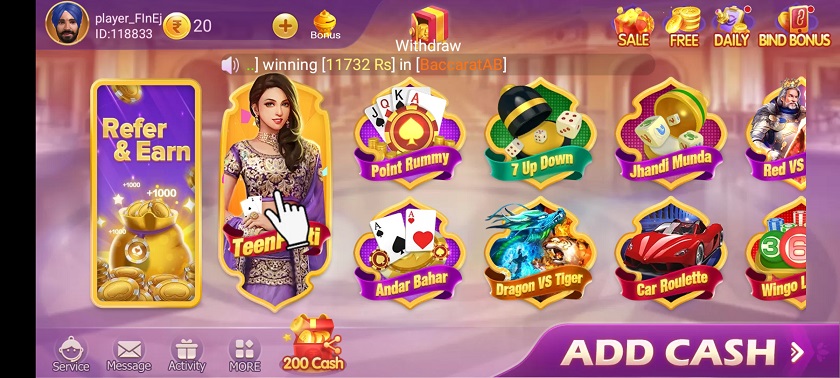 Available Games in Rummy Baba App