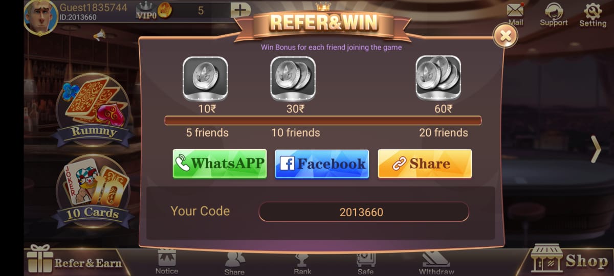 Invite Friends And Earn Money in Teen Patti Elves