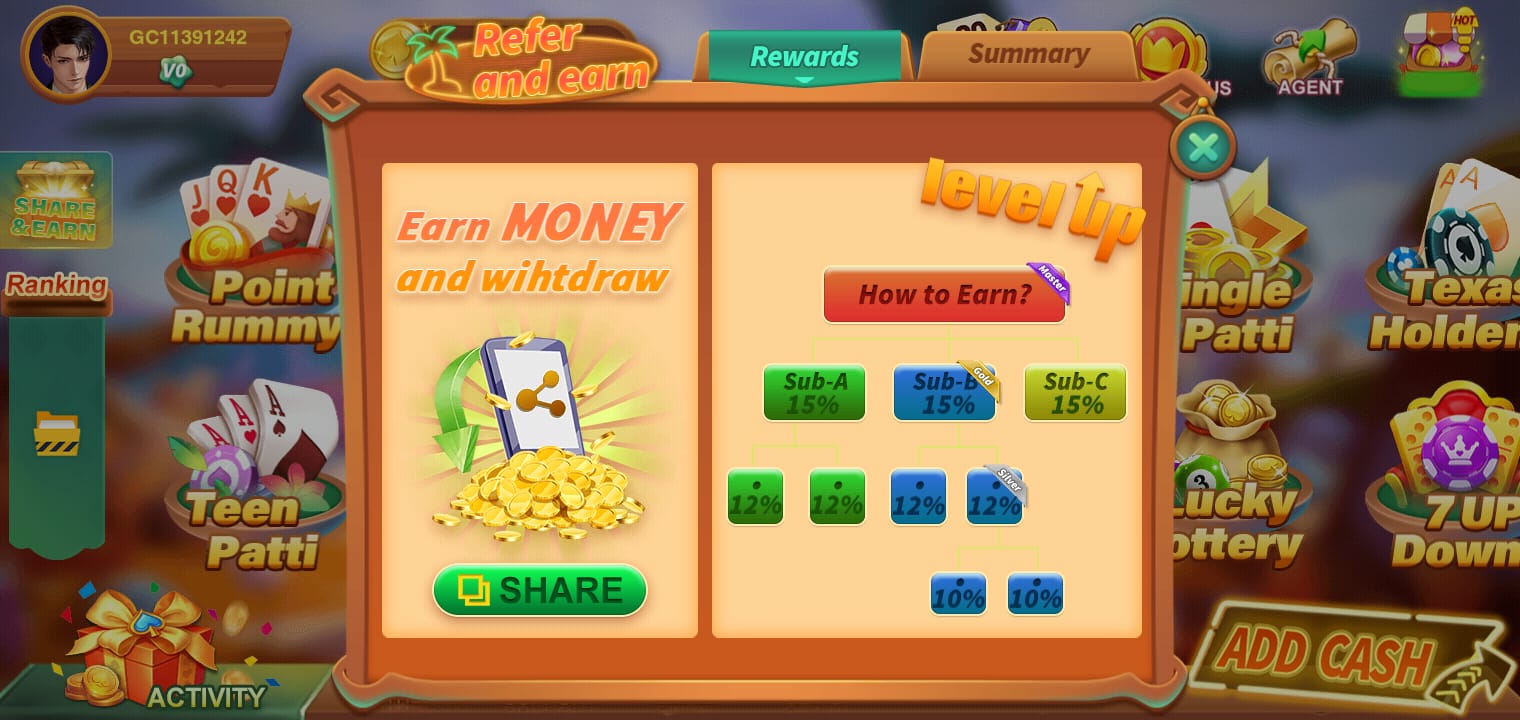 Invite Friends And Earn Money in God Cow Rummy, Teen Patti God Cow 