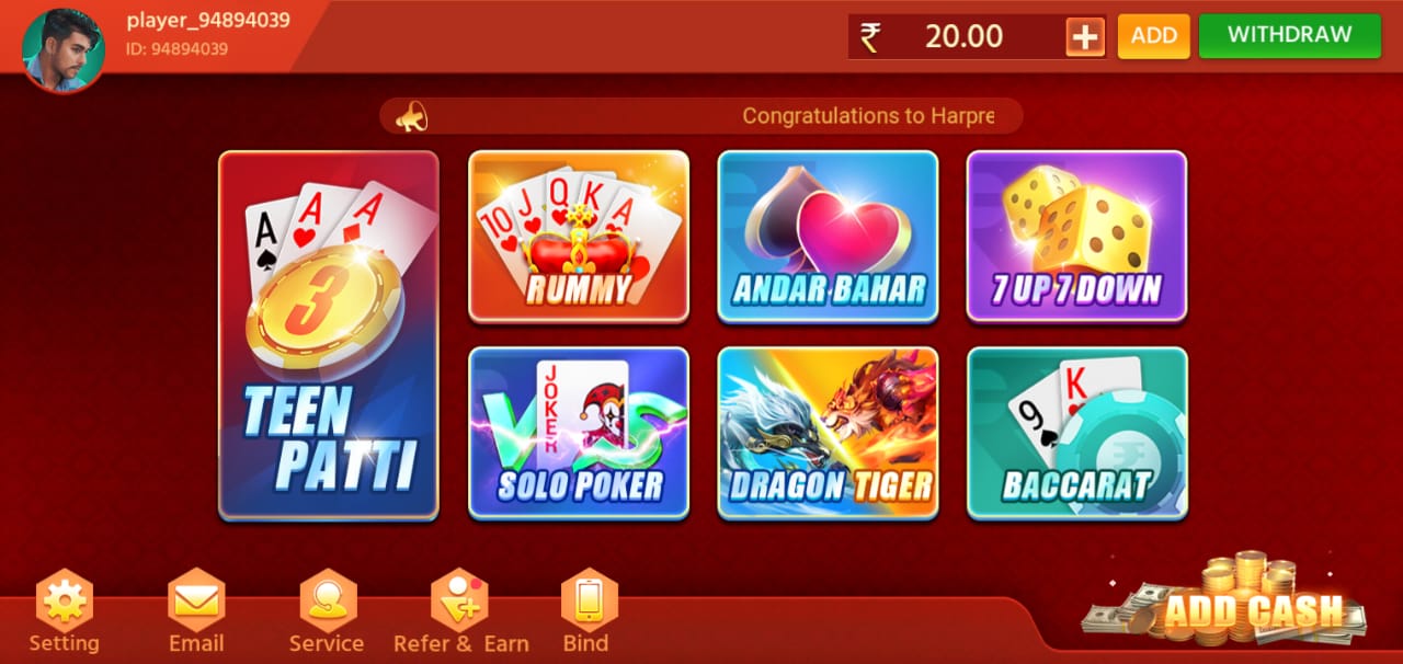 Available Game IN Teen Patti Zone