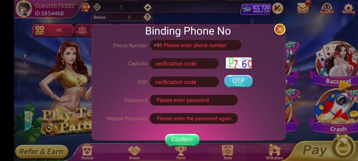 How To Register Account IN Teen Patti Glee App
