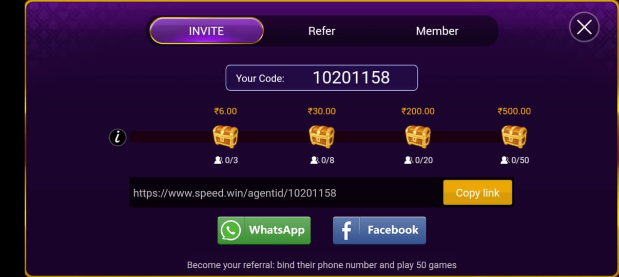 Refer And Earn Program in Speed Rummy Game