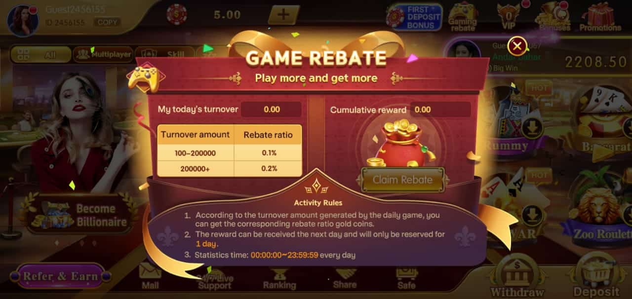 Gaming Rebate Total Extra Bonus